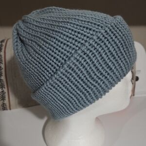 Handmade Knit Winter Beanie Hat Light Blue